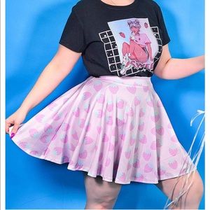 In Control Clothing Strawberry Pattern Plus Size Skater Circle Skirt